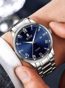 RUIG Relógio Masculino RUIGE, Relógio de Pulso Esportivo Minimalista e da Moda, Cronógrafo, Impermeável, Luminoso, Calendário, Pulseira de Aço Inoxidável, Relógio de Pulso Masculino