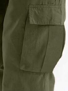 1pc Tween Boys Vintage Minimalist Zip Pocket Casual Outdoor Cargo Pants, Back To School Collegiate Style - Army Green - View 4