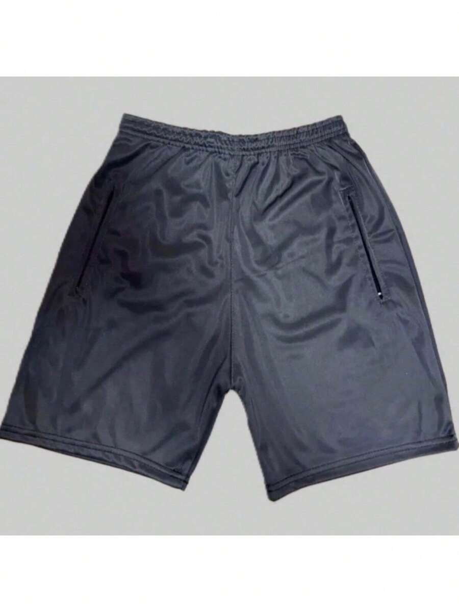 Men's Bermuda Shorts With Zipper Pocket, Sporty Flannel - 黑色 - 查看 1