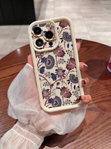 1 peça Capa de telefone protetora de TPU macio com padrão floral da moda, compatível com smartphones iPhone - Multicolorido - Visão 1