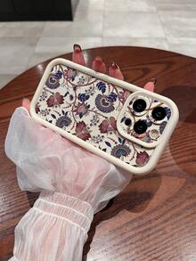 1 peça Capa de telefone protetora de TPU macio com padrão floral da moda, compatível com smartphones iPhone - Multicolorido - Visão 3