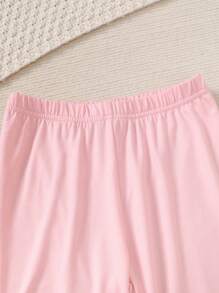 5pcs/Set Tween Girls Soft & Comfortable Knit Solid Color Leggings Pants Set, Spring/Autumn - Multicolor - View 3