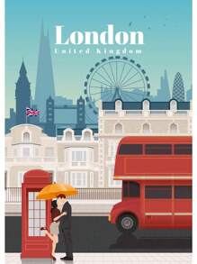 1 幅阿姆斯特丹东京伦敦冰岛巴厘岛温哥华旅行海报艺术城市绘画风景帆布画无框 - 彩色 - 查看 43