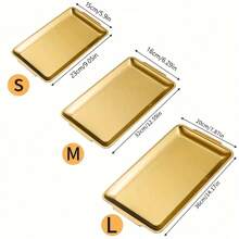 1个不锈钢金色长方形托盘，加厚烧烤托盘，小吃托盘，储物托盘，适用于家庭、厨房、餐厅、酒店、厨房用品、餐具配件 - 彩色 - 查看 6