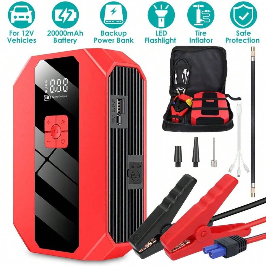 Portable Car Jump Starter Jumper Box Power Bank Battery Charger With ...