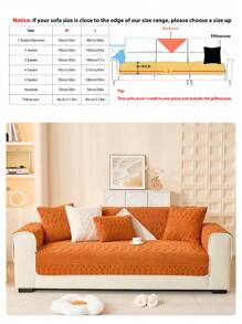 1pc Boho Solid Color Sofa Cover, Anti-Cat Scratch Sofa Cover,Durable Washable Universal Furniture Cover,Bedroom, Office, Living Room Home Decoration - Orange - View 4