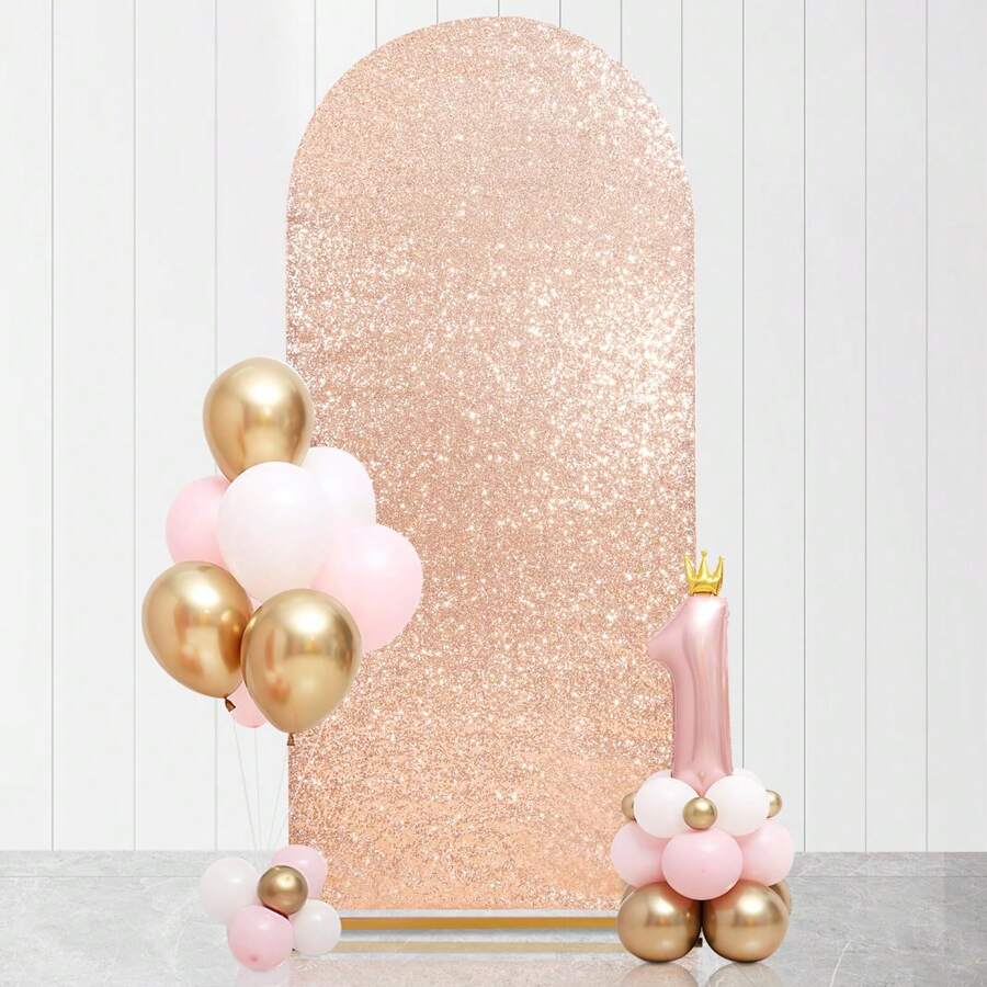 5ft, 6ft, 6.6ft, 7.2ft Rose Gold Sequin Arch Backdrop Circular CHIARA Backdrop For Wedding Birthday Party Photography Decor (Arch Frame Not Included)