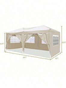 10'x20' Folding Canopy With 6 Removable Sidewalls Outdoor Event Shelter UPF 50+ Gazebo Portable Tents For Parties Beach Camping Wedding EZ Pop Up Canopy