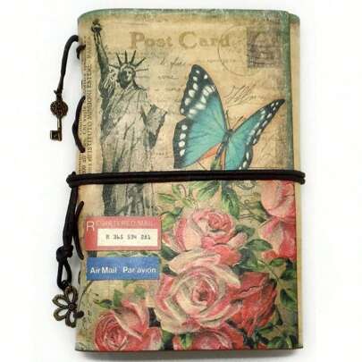 Journal 1pc A6 Notebook, 180 Pages Kraft Paper - High-Quality Leather - Retro Style - Goddess Pattern Booklet - With 2 Pockets - Detachable Binder, Suitable As A Gift For Both Men And Women - Daily Plans, Student Study Plans, Life Records, To-Do Lists, Travel, Multi-Purpose - Notebook -7.3 * 5.1 Inches/Hand Account-Very Retro And Special Journal - Loose-Leaf Binder