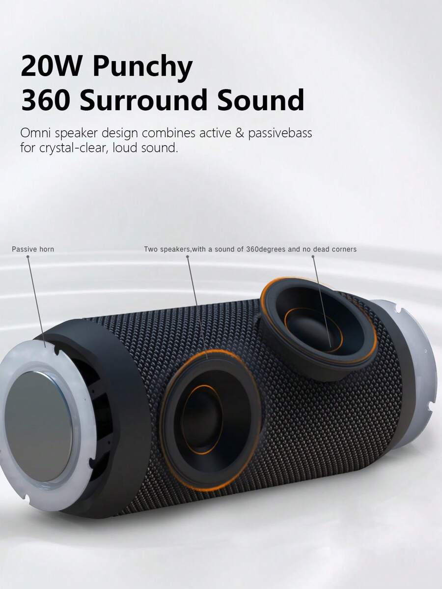EDUPLINK Waterproof Portable Speaker TWS Pairing CF Slot RGB Lights And