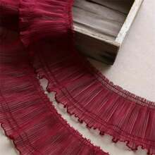 2 码，10 厘米宽透明网眼褶皱蕾丝面料，带荷叶边，连衣裙领子 DIY 缝纫材料 - 白色 - 查看 10