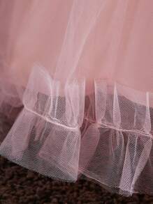 Long Embroidered Flower Girl Dress, Princess Gown For Girls, Wedding Bridesmaid Formal Dress For Piano Recital, Pageant, Party - Pink - View 8