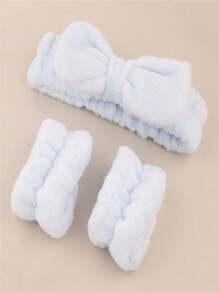 3PCS/2PCS/1PC Cute Bow Wash Hair Band Absorbent Wrist Band Apply Mask Special Hair Band Plush Wash Cuff Moisture-Proof Sleeve Sports Absorbent Waterproof Wipe Sweat Wristband Home Bathroom Decor Fall Decor Back To School - Shape - View 10