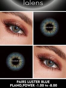 Lalens 成对 Luster Brown 彩色隐形眼镜，度数为 -1.00 至 -8.00 每年使用一次的处方彩色隐形眼镜，适合深棕色眼睛，每年使用一次的 Dipolar 彩色隐形眼镜，适合浅棕色眼睛，灰色彩色隐形眼镜，一包两片装软性彩色隐形眼镜 - 藍色 - 查看 2