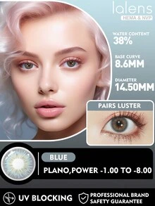 Lalens 成对 Luster Brown 彩色隐形眼镜，度数为 -1.00 至 -8.00 每年使用一次的处方彩色隐形眼镜，适合深棕色眼睛，每年使用一次的 Dipolar 彩色隐形眼镜，适合浅棕色眼睛，灰色彩色隐形眼镜，一包两片装软性彩色隐形眼镜 - 藍色 - 查看 8