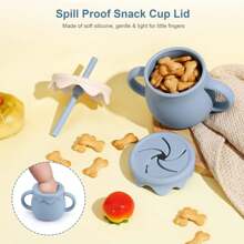 婴儿二合一杯子，带手柄、吸管杯、零食容器，配有 2 种不同的盖子 - 彩色 - 查看 7