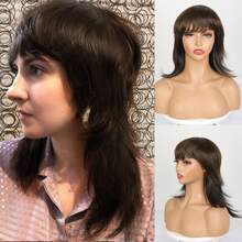 KRSI Straight Mullet Pixie Haircut With Bangs Layered Shaggy Mullet Wigs For Women,70s 80s Short Layered Shag Pixie Cut Wig Synthetic Wolf Cut Mullets Wig For Women 14inch - 4# - View 5
