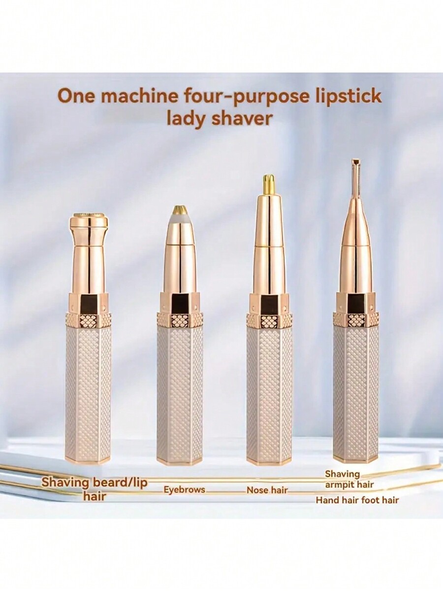 Rechargeable Women's Hair Trimmer With 4 Heads For Face, Eyebrows, Nose