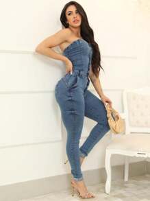 Women Jumpsuits - Dusty Blue - View 4