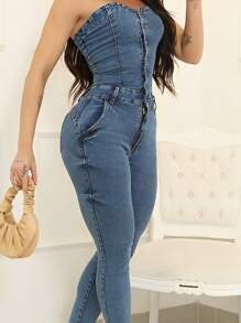Women Jumpsuits - Dusty Blue - View 5