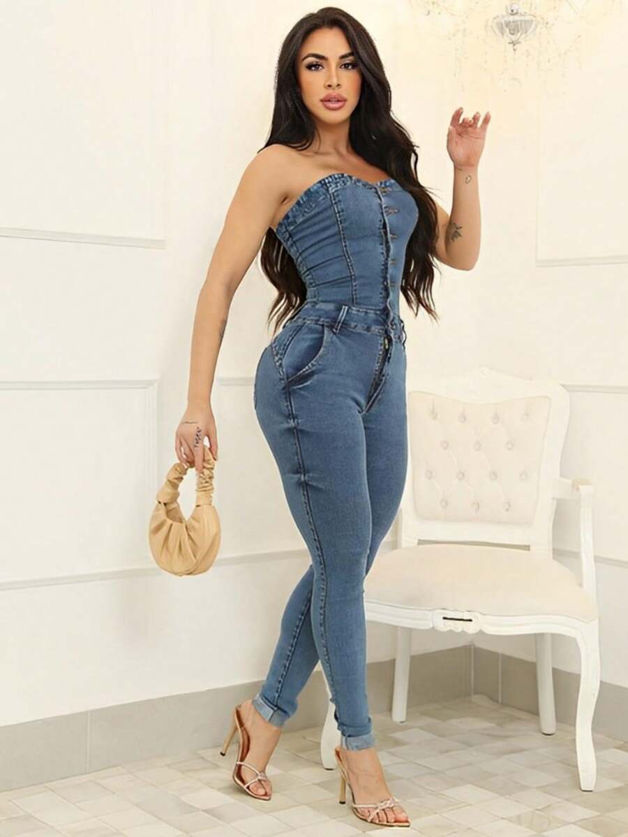 Women Jumpsuits - Dusty Blue - View 1