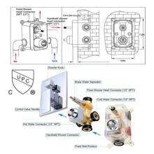 Shower Faucet Set Shower System Featuring An 8-Inch/10-Inch/12-Inch Rain Showerhead And Handheld Showerhead. Complete Shower Combination Set With Concealed Valve And Decorative Trim Kit. - Chrome - View 8