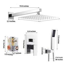 Shower Faucet Set Shower System Featuring An 8-Inch/10-Inch/12-Inch Rain Showerhead And Handheld Showerhead. Complete Shower Combination Set With Concealed Valve And Decorative Trim Kit. - Chrome - View 3