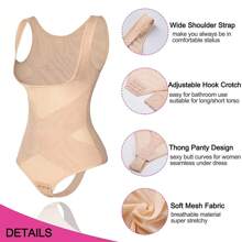 Tummy Control Shapewear Thong Bodysuit For Women Abdomen Compression Underwear Undershirts Body Shaper Shaping Tank Top Under The Dress Girdle Corset - Beige - View 5