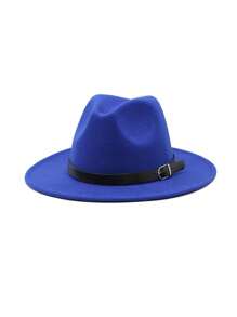 1 件男士秋冬新款羊毛毡牛仔帽，纯色巴拿马平顶帽，时尚英伦风羊毛毡帽，适合秋冬季日常外出、聚会和活动