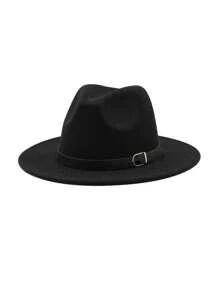 1 件男士秋冬新款羊毛毡牛仔帽，纯色巴拿马平顶帽，时尚英伦风羊毛毡帽，适合秋冬季日常外出、聚会和活动