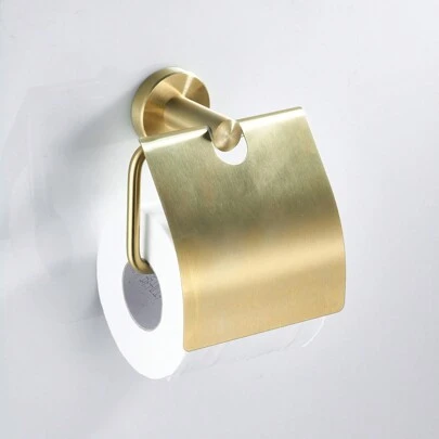 1pc Stainless Steel Bathroom Toilet Paper Holder, Wall-Mounted Tissue Roll Storage Rack Bathroom Decor Summer