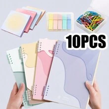 10 件/套学校和办公用品，带横线的螺旋笔记本，便利贴，书签贴纸，索引标签 - 彩色 - 查看 6