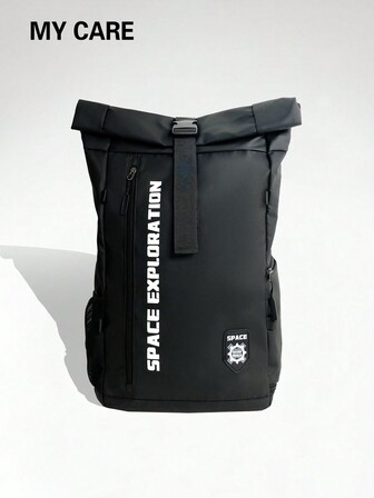 New Water-Resistant Material Men Backpack, Rolled Mouth Casual Vacation Travel Luggage Bag, Anti-Theft Back Zipper Laptop Bag, Student School Bag, Fitness & Outdoor Functional Backpack, Gift Pack Men Bag Gifts For Men Christmas Winter Christmas Gifts Travel Essentials Dad Gifts Boyfriend Gifts Black Bag Holiday Essentials Bag For Men Camping Travel Bags Summer Back To School Beach Bag The Sporty Life Bag Pack Backpacks Travel Must Haves Large Bag Spring School Supplies School Backpack