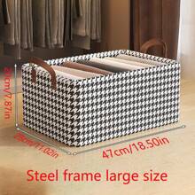 1pc Bedroom Fabric Collapsible Storage Box With Steel Frame, Pants/Clothing Organizer Box For Home