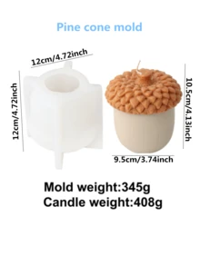 Molde de silicona 3D grande en forma de bellota para velas, cera de abeja, fondant, yeso, caramelos, resina y manualidades - Blanco - Ver 5