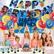 Decoraciones de fiesta de cumpleaños - Azul - Ver 6