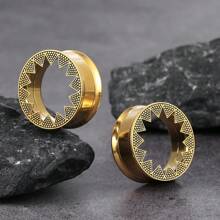 2PCS 316 Stainless Steel Ear Gauges Plugs Expander Round Ear Tunnels Piercing Women Body Jewelry Stretcher Studs