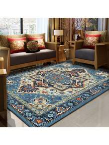 1pc Bohemian Chic Velvet Area Rug - Soft, Thick, Anti-Fatigue, Large Non-Slip, Machine Washable Carpet For Elegant Home Decor