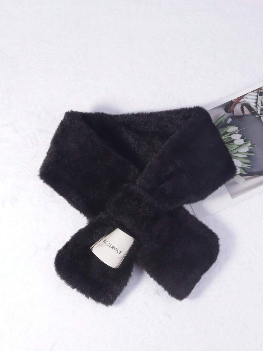 1pc Children Faux Rabbit Fur Decorative Fluffy Scarf, Warm Daily Use - Patch Fur Scarf - View 1