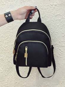 1 Balo Ví Thời Trang Unisex Màu Trơn Nylon Túi Đi Học Có Dây Đeo Có Thể Điều Chỉnh Nhẹ & Trang Trí Bằng Kim Loại Balo Túi Xách Tay Có Khóa Kéo Cho Bé Gái & Bé Gái Tuổi Teen & Sinh Viên Đại Học & Cho Hoạt Động Ngoài Trời & Đi Chơi & Kỳ Nghỉ Kỳ Nghỉ & Du Lịch Túi Đi Học, Túi Trẻ Em, Balo Trẻ Em, Balo Mini, Túi Đi Học, Balo Đi Học, Túi Bé Trai, Túi Đi Học Trẻ Em, Túi Mẫu Giáo Hoàn Hảo Cho Bé Gái, Trẻ Em, Bé Gái Đi Học, Bé Trai Tuổi Teen, Bé Trai Tuổi Teen - màu đen - Xem 1