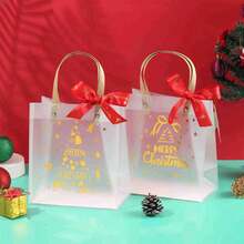 4 件圣诞礼品袋，透明手持礼品袋，圣诞节 - 彩色 - 查看 5