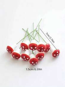 10/30/50/100 件红色蘑菇微型景观装饰，彩色泡沫人造浆果配件