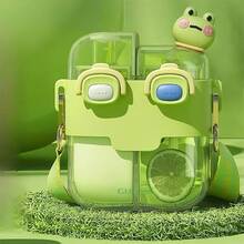 Bottle Crinca Double School Bottle Canteen With Two Containers Straw And Handle 2 In 1 Bottle - ĐỊA LÝ1 - Xem 2