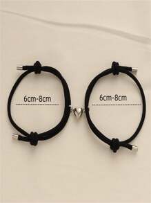 2pcs/Set Couples Black Heart Magnetic Attraction Bracelet, Friendship Bracelet, Gift For Girlfriend, Wife, Mother, Birthday Present Valentines,Mom,Mother,Mother's Day,Gift