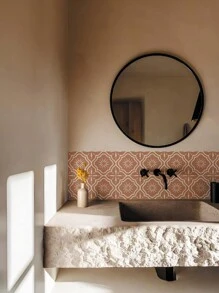 7.87*7.87 英寸赤陶瓷砖贴纸，波西米亚抽象形状乙烯基瓷砖贴花，自粘式墙壁和地板，10 件装-20X20 厘米 - 彩色 - 查看 6