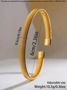 1 件不锈钢蜘蛛网设计开口袖口手链，时尚情侣配饰 - 金色 - 查看 4