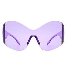 Women's Shield Sunglasses – Rimless Oversized Wraparound Frame Fashion Style - 紫色 - 查看 1