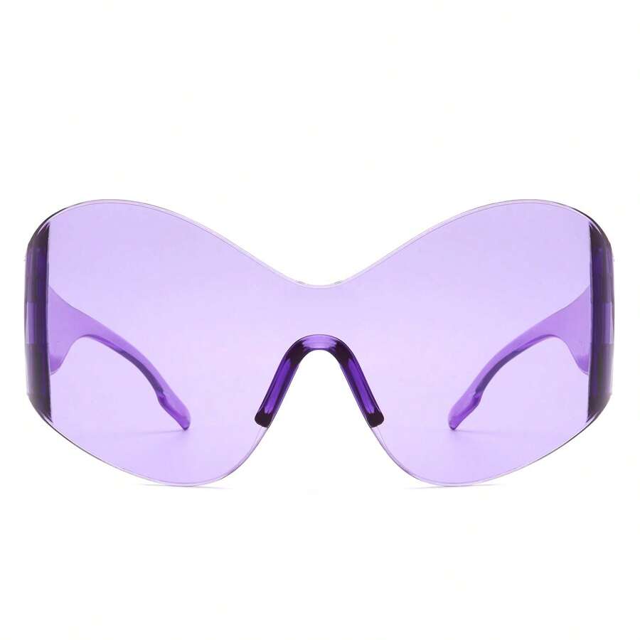 Women's Shield Sunglasses – Rimless Oversized Wraparound Frame Fashion Style - 紫色 - 查看 1