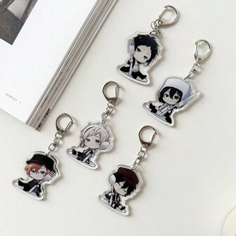 1 st Bungou Stray Dogs Anime-tillbehör, nyckelring, 2:a Anime-mobilhängande berlock, bilnyckelring, ryggsäckshänge, söt väsktillbehör, souvenir, biltillbehör, väskberlock, ryggsäck för skolan, bokstav, goth, Y2k, halloween-tillbehör, lärardag, julklappsidéer