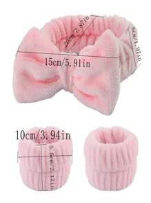 3PCS/2PCS/1PC Cute Bow Wash Hair Band Absorbent Wrist Band Apply Mask Special Hair Band Plush Wash Cuff Moisture-Proof Sleeve Sports Absorbent Waterproof Wipe Sweat Wristband Home Bathroom Decor Fall Decor Back To School - Shape - View 3